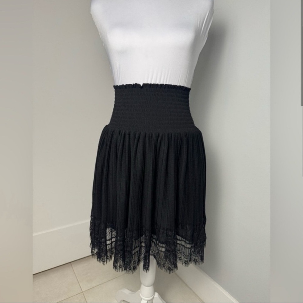 Maje Jaelys Mixed Lace Skirt in Black - Picture 3 of 10